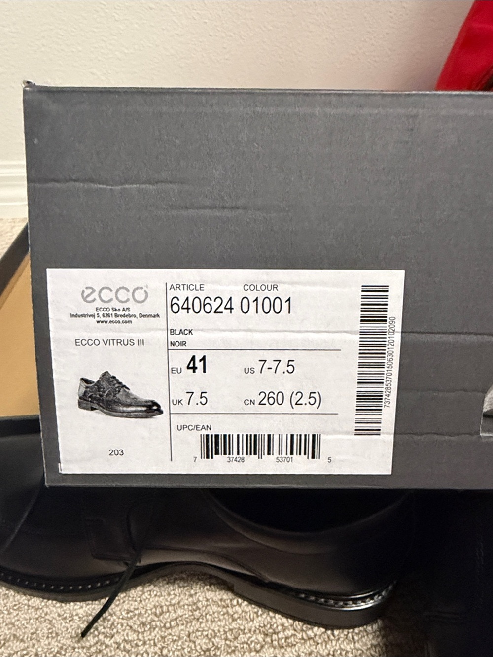 Ecco Black Leather Men’s Derby Lace-Up Shoes - Picture 2 of 2